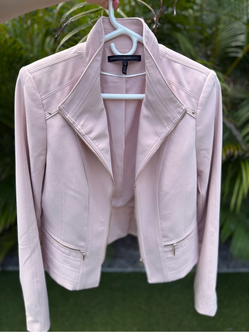 White House Black Market Blush Pink Moto Jacket Blazer – Size 8 - Picture 12 of 17